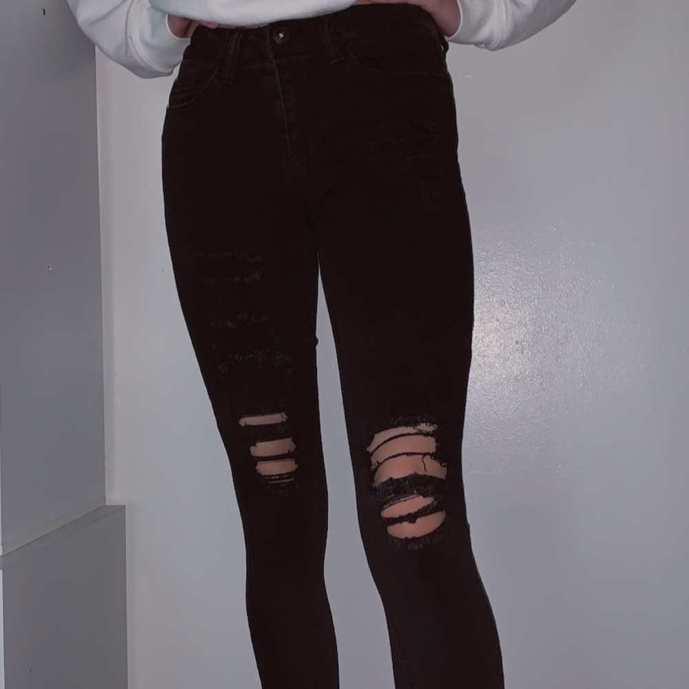 Black Ripped High Waisted Skinny Jeans